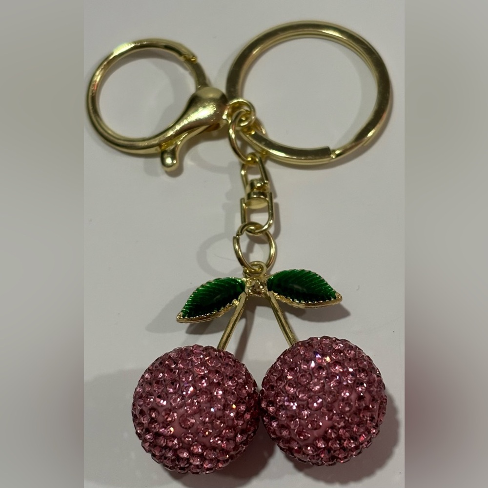 2/$20 | Cherry Keychain | Pink or Red | Rhinestone Charm